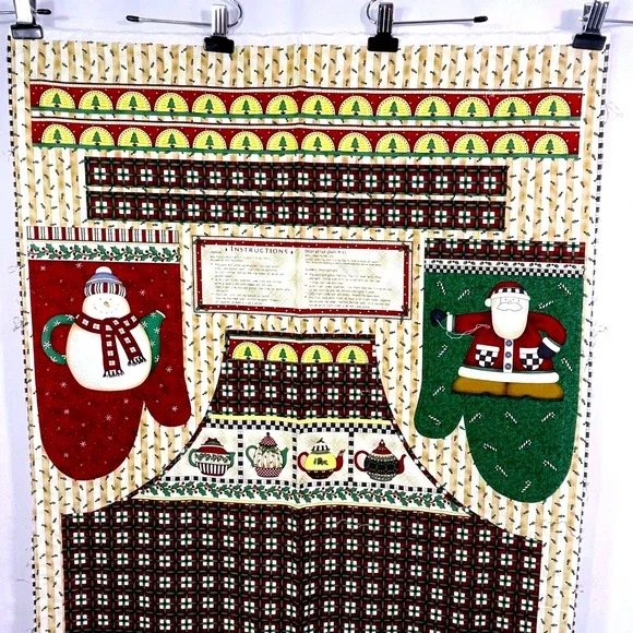 Vtg Debbie Mumm Mumms the Word Christmas Fabric Panel DIY Apron Oven Mitts Santa - Picture 2 of 16